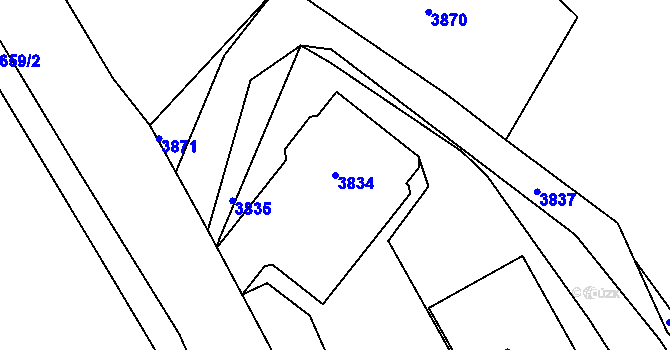 Parcela st. 3834 v KÚ Třanovice, Katastrální mapa