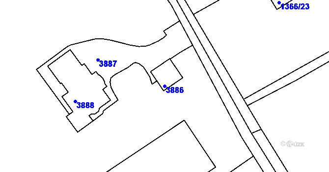 Parcela st. 3886 v KÚ Třanovice, Katastrální mapa