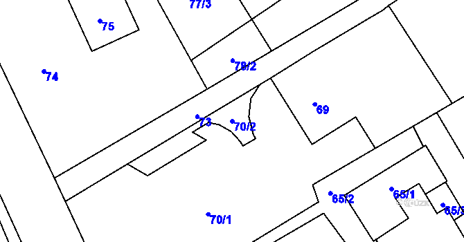 Parcela st. 70/2 v KÚ Třanovice, Katastrální mapa