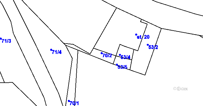 Parcela st. 70/2 v KÚ Hoříkovice, Katastrální mapa