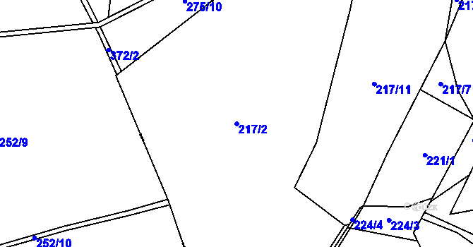 Parcela st. 217/2 v KÚ Hoříkovice, Katastrální mapa
