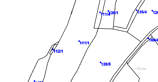 Parcela st. 111/1 v KÚ Třebanice, Katastrální mapa