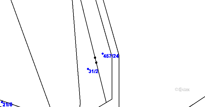 Parcela st. 457/24 v KÚ Třebanice, Katastrální mapa