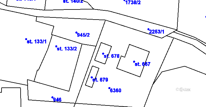 Parcela st. 678 v KÚ Třebařov, Katastrální mapa