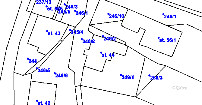 Parcela st. 44 v KÚ Třebařov, Katastrální mapa