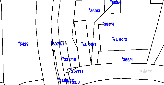 Parcela st. 50/1 v KÚ Třebařov, Katastrální mapa