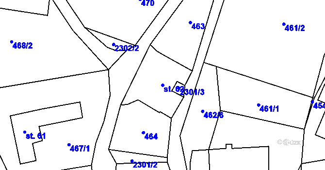 Parcela st. 62 v KÚ Třebařov, Katastrální mapa