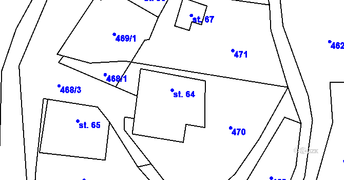 Parcela st. 64 v KÚ Třebařov, Katastrální mapa