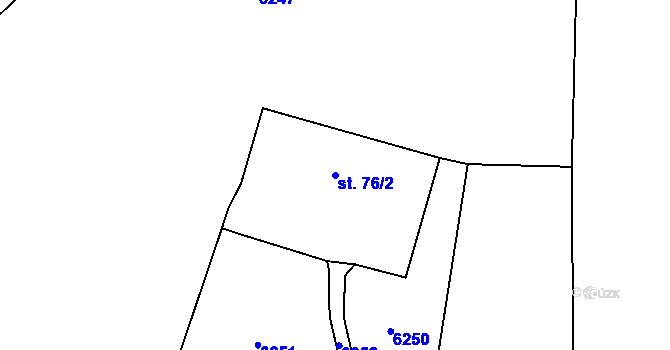Parcela st. 76/2 v KÚ Třebařov, Katastrální mapa