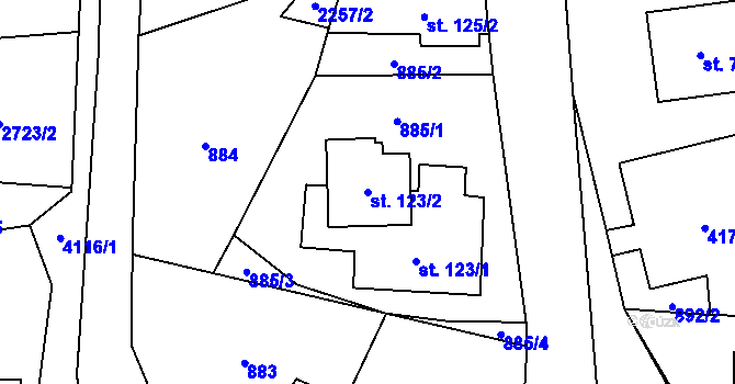 Parcela st. 123/2 v KÚ Třebařov, Katastrální mapa