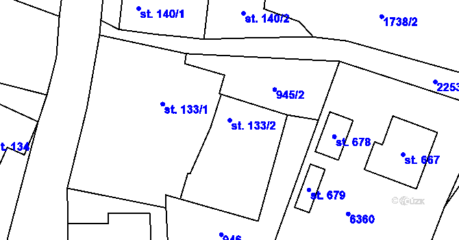 Parcela st. 133/2 v KÚ Třebařov, Katastrální mapa