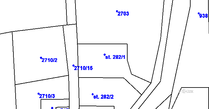 Parcela st. 282/1 v KÚ Třebařov, Katastrální mapa