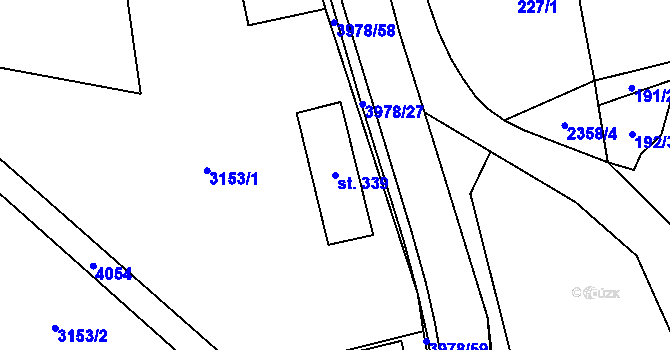 Parcela st. 339 v KÚ Třebařov, Katastrální mapa