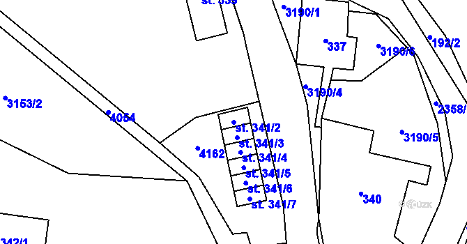 Parcela st. 341/2 v KÚ Třebařov, Katastrální mapa