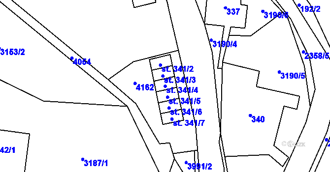 Parcela st. 341/4 v KÚ Třebařov, Katastrální mapa