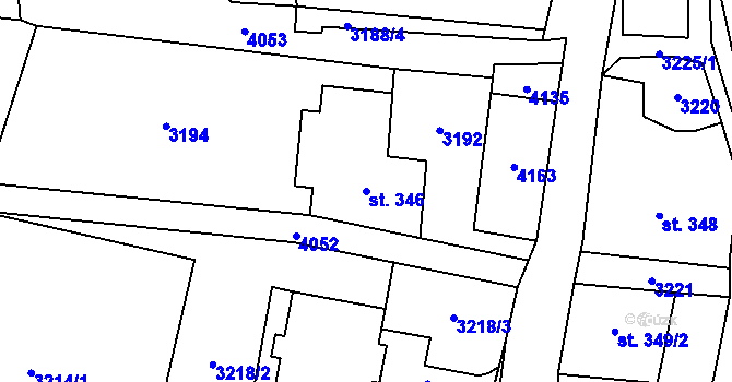 Parcela st. 346 v KÚ Třebařov, Katastrální mapa