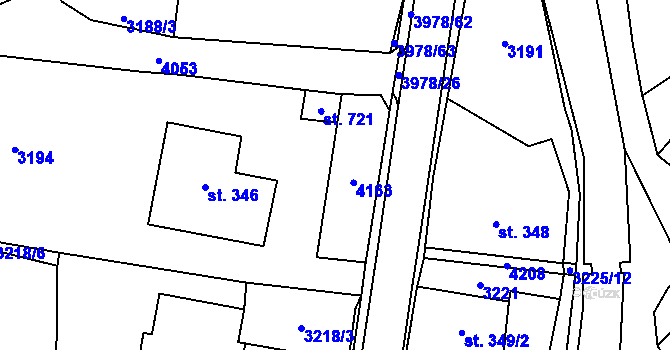 Parcela st. 347 v KÚ Třebařov, Katastrální mapa
