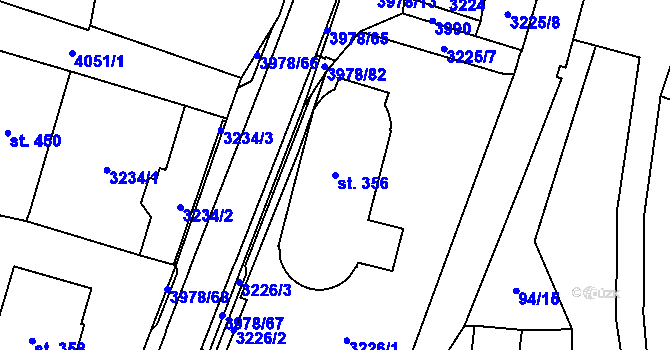 Parcela st. 356 v KÚ Třebařov, Katastrální mapa