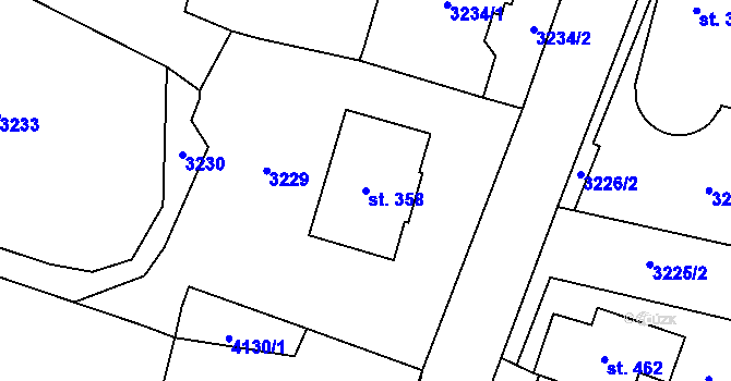 Parcela st. 358 v KÚ Třebařov, Katastrální mapa