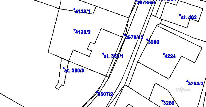 Parcela st. 360/1 v KÚ Třebařov, Katastrální mapa