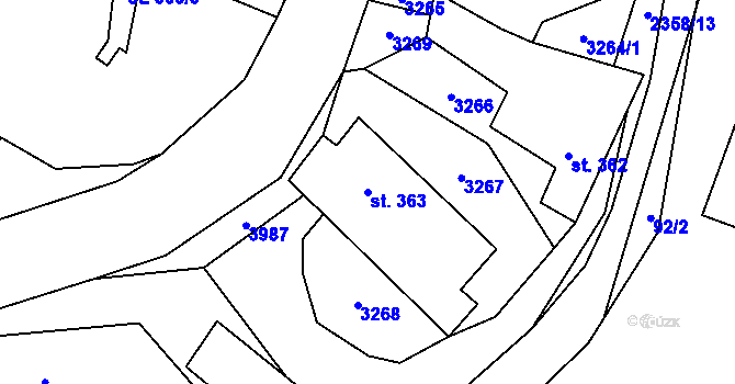 Parcela st. 363 v KÚ Třebařov, Katastrální mapa