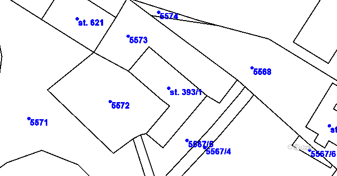 Parcela st. 393/1 v KÚ Třebařov, Katastrální mapa