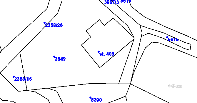 Parcela st. 409 v KÚ Třebařov, Katastrální mapa