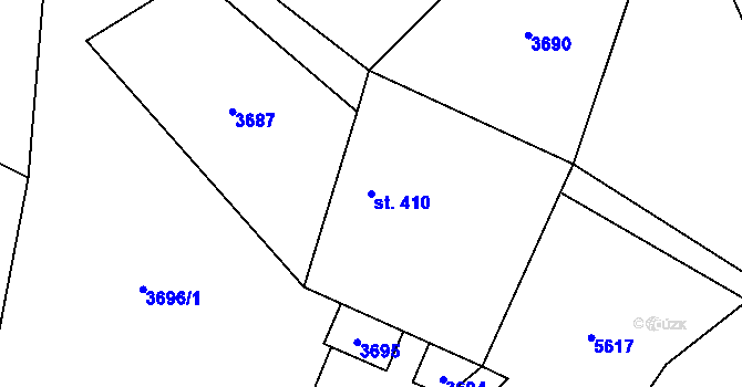Parcela st. 410 v KÚ Třebařov, Katastrální mapa