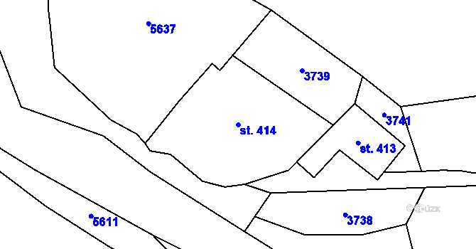 Parcela st. 414 v KÚ Třebařov, Katastrální mapa