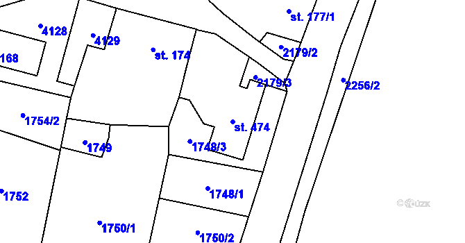 Parcela st. 474 v KÚ Třebařov, Katastrální mapa