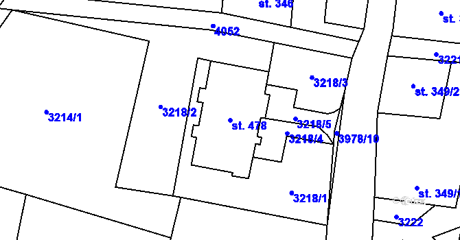 Parcela st. 478 v KÚ Třebařov, Katastrální mapa