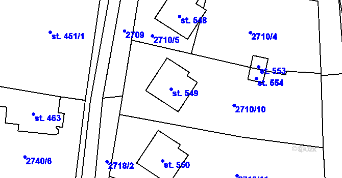 Parcela st. 549 v KÚ Třebařov, Katastrální mapa