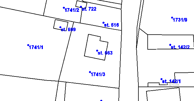 Parcela st. 563 v KÚ Třebařov, Katastrální mapa