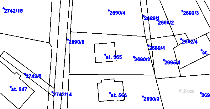 Parcela st. 565 v KÚ Třebařov, Katastrální mapa