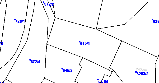 Parcela st. 645/1 v KÚ Třebařov, Katastrální mapa