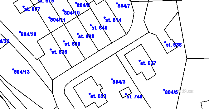 Parcela st. 804/6 v KÚ Třebařov, Katastrální mapa