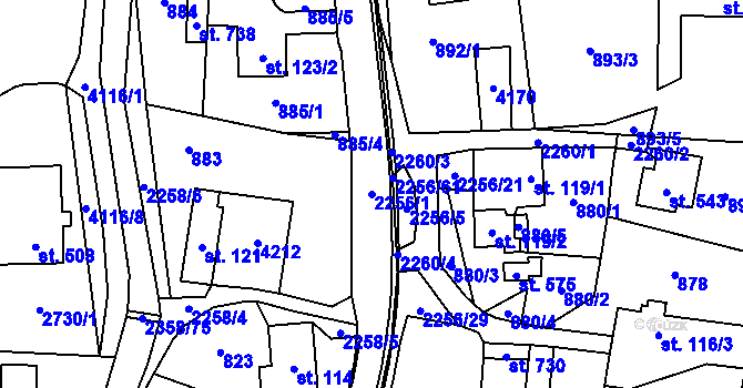 Parcela st. 2256/1 v KÚ Třebařov, Katastrální mapa