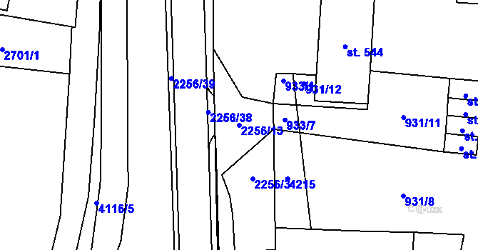 Parcela st. 2256/13 v KÚ Třebařov, Katastrální mapa