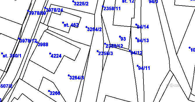 Parcela st. 2358/3 v KÚ Třebařov, Katastrální mapa