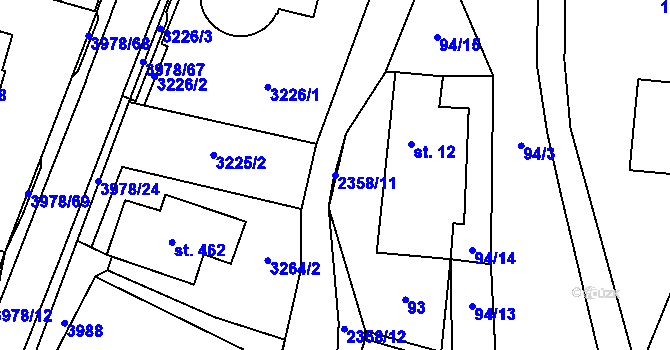Parcela st. 2358/11 v KÚ Třebařov, Katastrální mapa
