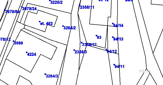 Parcela st. 2358/12 v KÚ Třebařov, Katastrální mapa