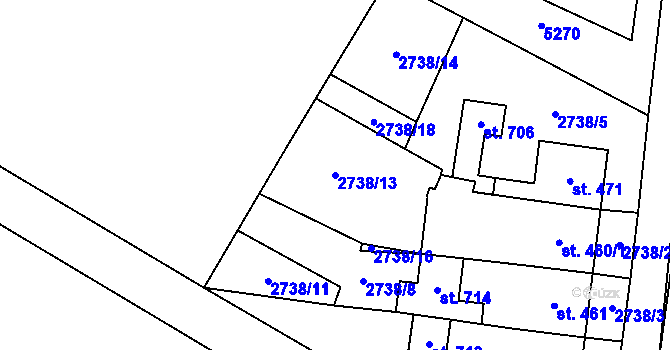 Parcela st. 2738/13 v KÚ Třebařov, Katastrální mapa