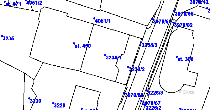 Parcela st. 3234/1 v KÚ Třebařov, Katastrální mapa