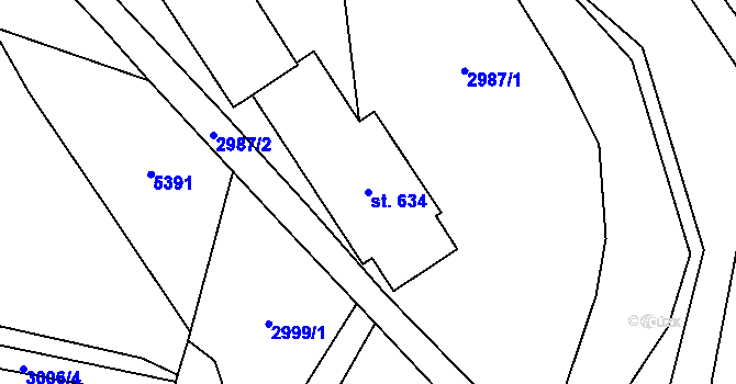 Parcela st. 634 v KÚ Třebařov, Katastrální mapa