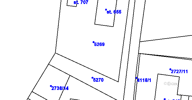 Parcela st. 2738/15 v KÚ Třebařov, Katastrální mapa