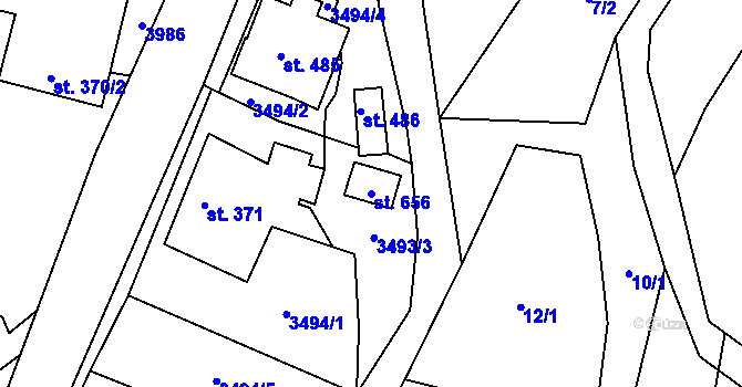 Parcela st. 656 v KÚ Třebařov, Katastrální mapa