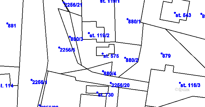 Parcela st. 575 v KÚ Třebařov, Katastrální mapa