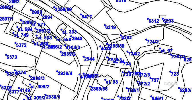 Parcela st. 3978/9 v KÚ Třebařov, Katastrální mapa