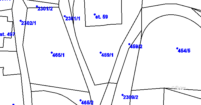 Parcela st. 459/1 v KÚ Třebařov, Katastrální mapa