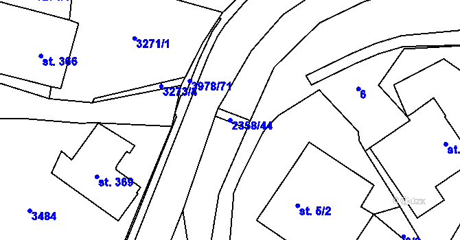 Parcela st. 2358/44 v KÚ Třebařov, Katastrální mapa
